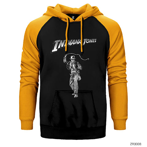 Indiana Jones BW Çift Renk Reglan Kol Sweatshirt / Hoodie