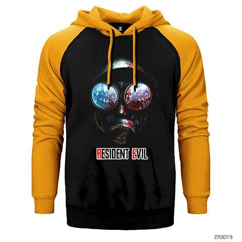 Resident Evil Gas Mask Çift Renk Reglan Kol Sweatshirt / Hoodie