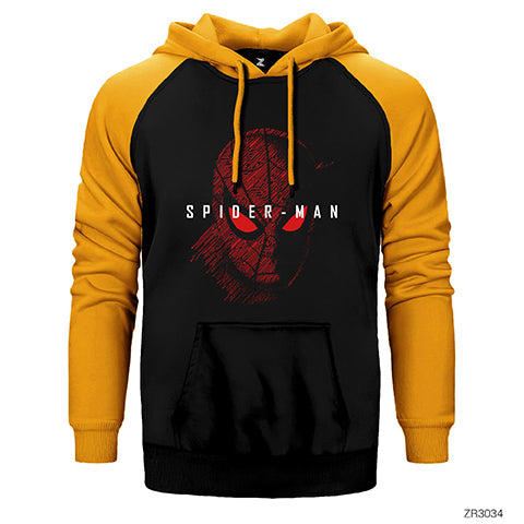 Spiderman Sketched Çift Renk Reglan Kol Sweatshirt / Hoodie