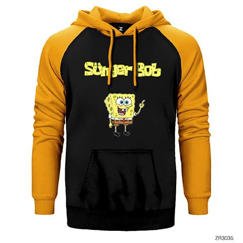 Sünger Bob Çift Renk Reglan Kol Sweatshirt / Hoodie