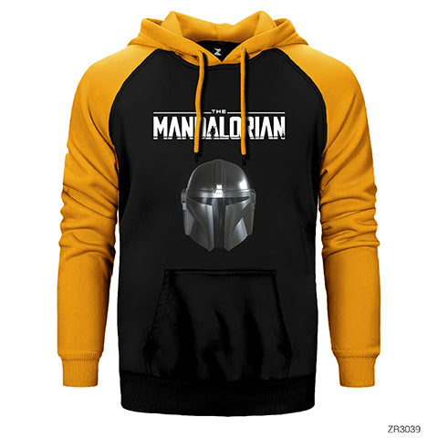 The Mandalorian Helmet Çift Renk Reglan Kol Sweatshirt / Hoodie