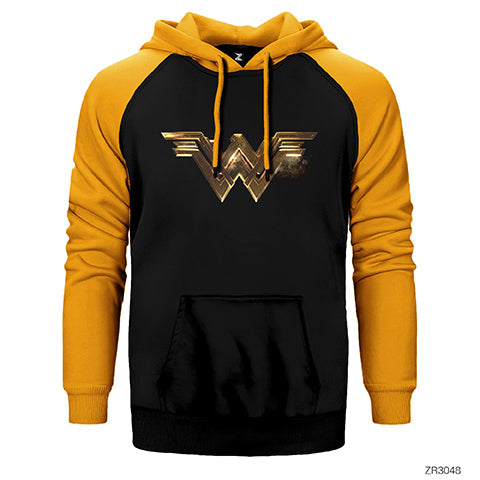 Wonder Woman Gold Çift Renk Reglan Kol Sweatshirt / Hoodie