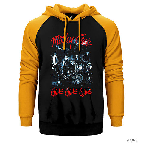 Mötley Crüe Girls Çift Renk Reglan Kol Sweatshirt / Hoodie
