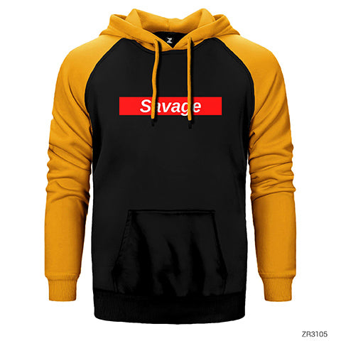 21 Savage Red Çift Renk Reglan Kol Sweatshirt / Hoodie