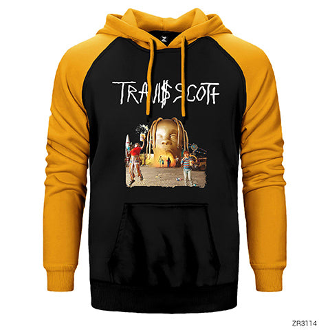 Travis Scott Çift Renk Reglan Kol Sweatshirt / Hoodie