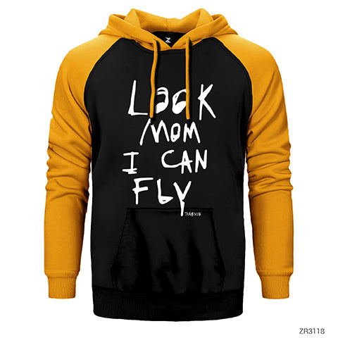 Travis Scott Look Mom I Can Fly Çift Renk Reglan Kol Sweatshirt / Hoodie