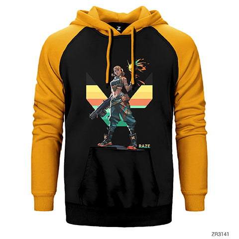 Valorant Raze Çift Renk Reglan Kol Sweatshirt / Hoodie