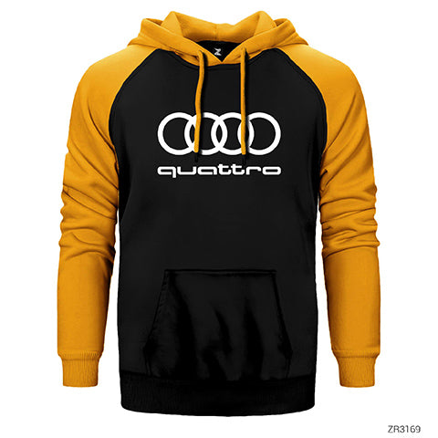 Audi Quattro Çift Renk Reglan Kol Sweatshirt / Hoodie