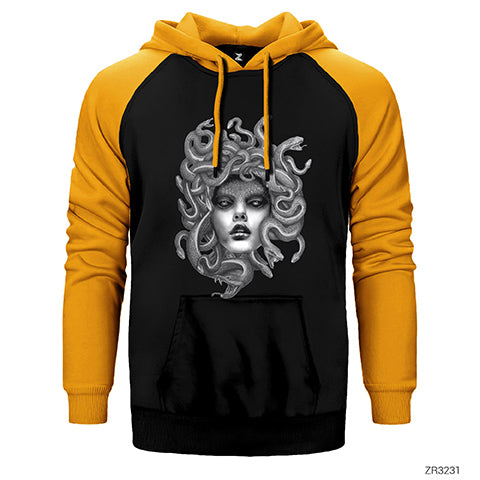 Medusa Çift Renk Reglan Kol Sweatshirt / Hoodie