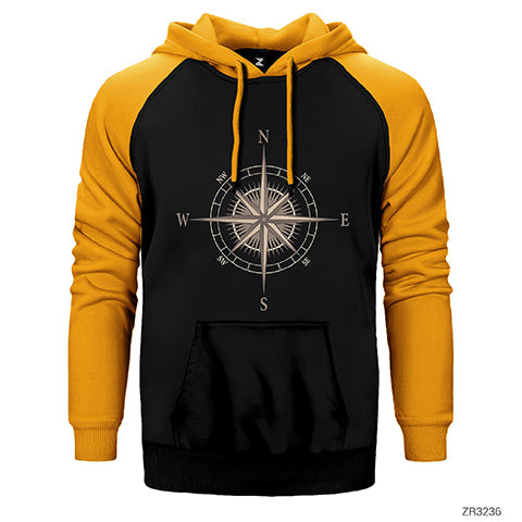 Pusula Çift Renk Reglan Kol Sweatshirt / Hoodie