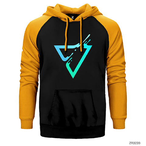 Triangle Logo Çift Renk Reglan Kol Sweatshirt / Hoodie