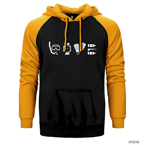 Dalgıç Diver Tools Çift Renk Reglan Kol Sweatshirt / Hoodie
