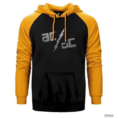 AC DC Sprayed Çift Renk Reglan Kol Sweatshirt / Hoodie