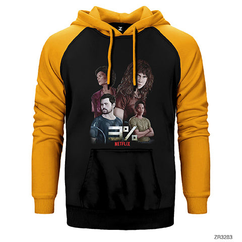 3% Percent Netflix Çift Renk Reglan Kol Sweatshirt / Hoodie