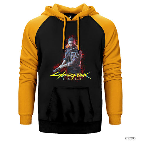 Cyberpunk 2077 Cyberman Çift Renk Reglan Kol Sweatshirt / Hoodie
