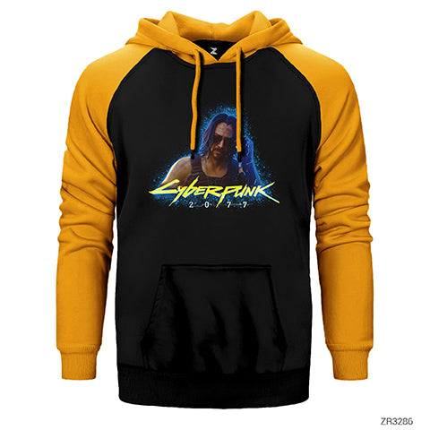 Cyberpunk 2077 Keanu Reeves Çift Renk Reglan Kol Sweatshirt / Hoodie