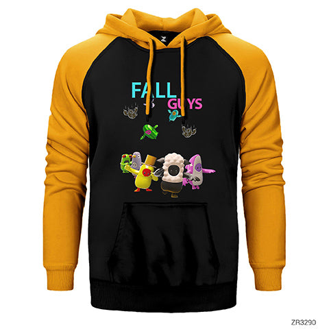 Fall Guys is Falling Çift Renk Reglan Kol Sweatshirt / Hoodie