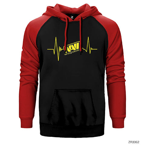 Natus Vircere Heart Rhythm Çift Renk Reglan Kol Sweatshirt / Hoodie