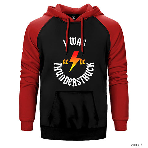 AC DC I Was Thunderstuck Çift Renk Reglan Kol Sweatshirt / Hoodie
