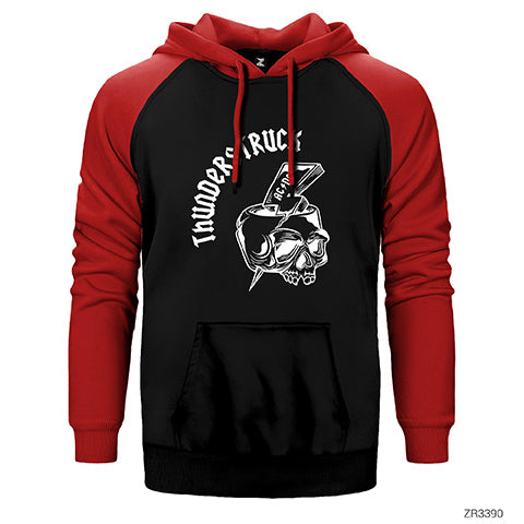 AC DC Thunderstuck Skull Çift Renk Reglan Kol Sweatshirt / Hoodie