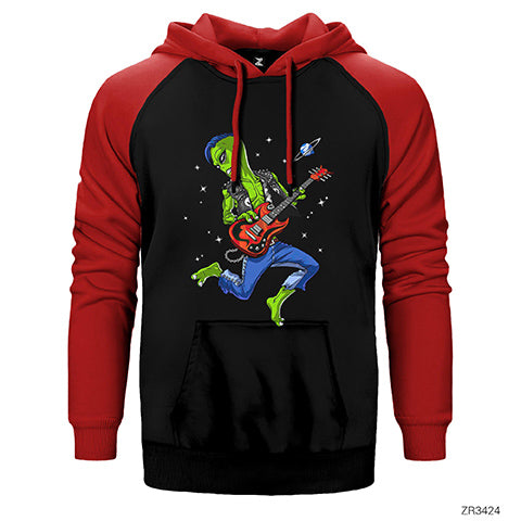 Alien Guitar Çift Renk Reglan Kol Sweatshirt / Hoodie