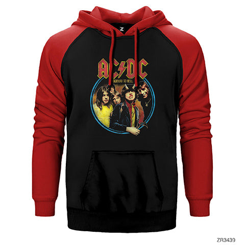 AC DC Highway to Hell Çift Renk Reglan Kol Sweatshirt / Hoodie