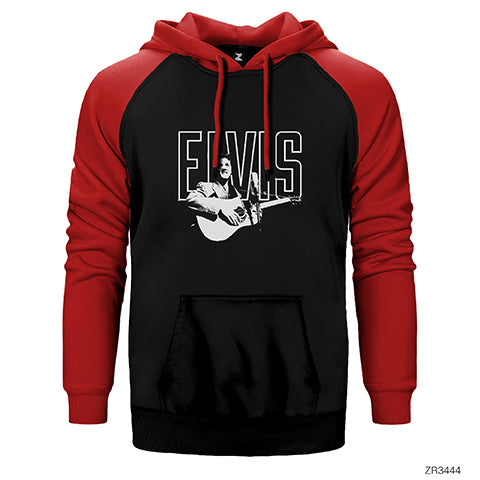Elvis Presley Guitar Çift Renk Reglan Kol Sweatshirt / Hoodie
