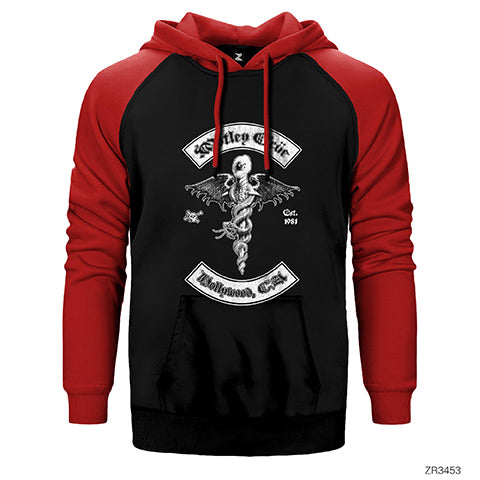 Mötley Crüe Hollywood Çift Renk Reglan Kol Sweatshirt / Hoodie