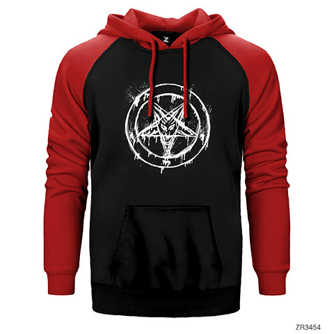 Pentagram Splash Çift Renk Reglan Kol Sweatshirt / Hoodie