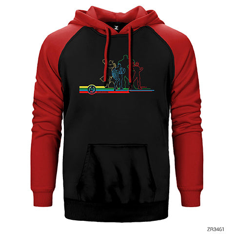 Avengers Kahramanlar Outline Çift Renk Reglan Kol Sweatshirt / Hoodie
