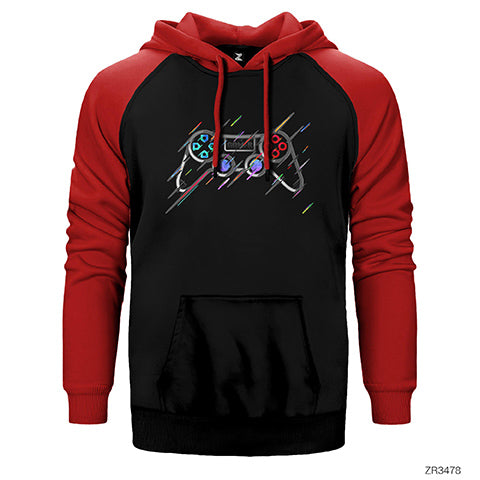 Oyun Kontrolcüsü Çift Renk Reglan Kol Sweatshirt / Hoodie