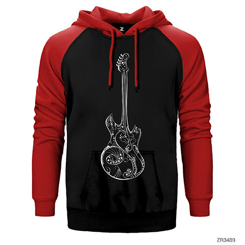 Gitar Müzik Aşkı Çift Renk Reglan Kol Sweatshirt / Hoodie