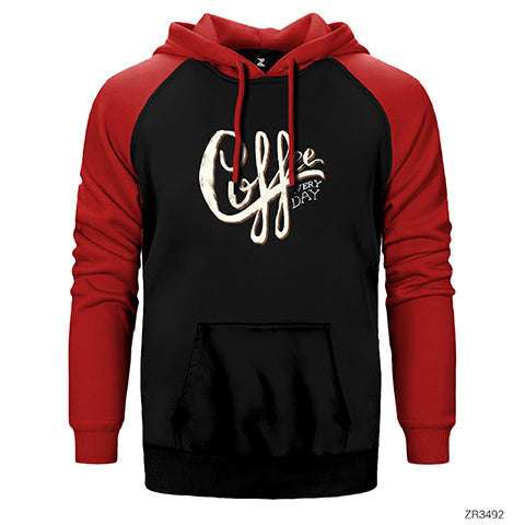 Hergün Kahve Çift Renk Reglan Kol Sweatshirt / Hoodie