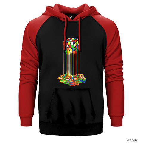Rubix Cube Rainbow Çift Renk Reglan Kol Sweatshirt / Hoodie