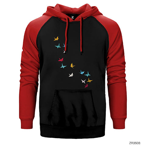 Flying Papers as Birds Çift Renk Reglan Kol Sweatshirt / Hoodie