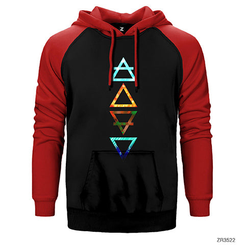 Elemantal Üçgen Çift Renk Reglan Kol Sweatshirt / Hoodie
