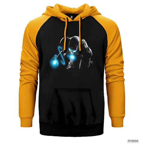 Iron Man Laser Çift Renk Reglan Kol Sweatshirt / Hoodie