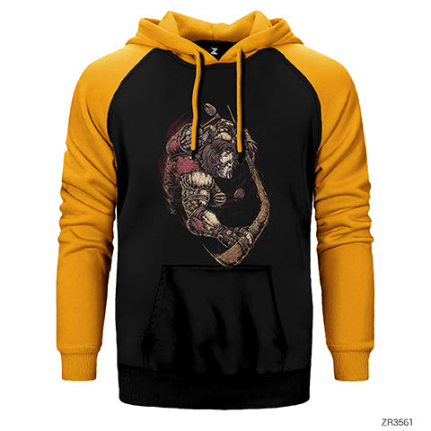 Ninja Turtles Casey Jones Çift Renk Reglan Kol Sweatshirt / Hoodie