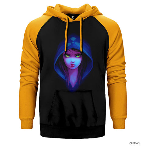 Anime Chemical Girl Çift Renk Reglan Kol Sweatshirt / Hoodie