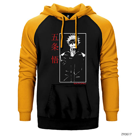Satoru Jujutsu Kaisen Çift Renk Reglan Kol Sweatshirt / Hoodie