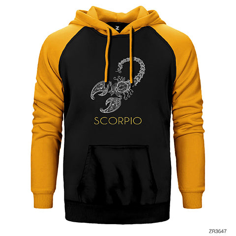 Akrep Burç Retro Çift Renk Reglan Kol Sweatshirt / Hoodie