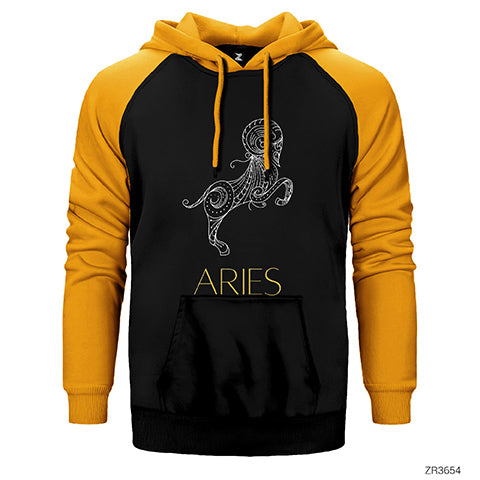 Koç Burç Retro Çift Renk Reglan Kol Sweatshirt / Hoodie