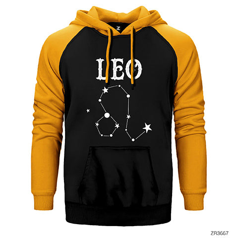 Aslan Burcu Yıldız Haritası Çift Renk Reglan Kol Sweatshirt / Hoodie