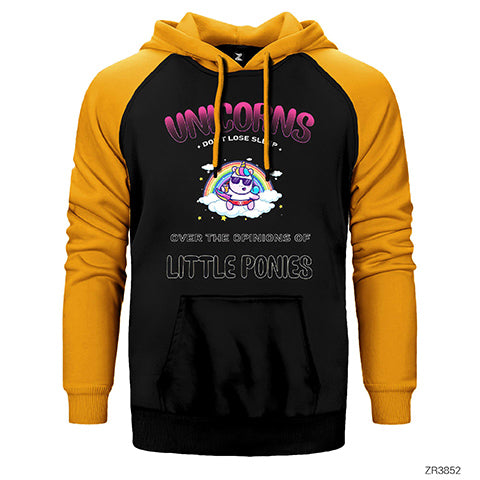 Unicorn Sleep Çift Renk Reglan Kol Sweatshirt / Hoodie
