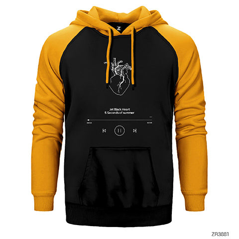5 Seconds Of Summer jet Black Heart Çift Renk Reglan Kol Sweatshirt / Hoodie