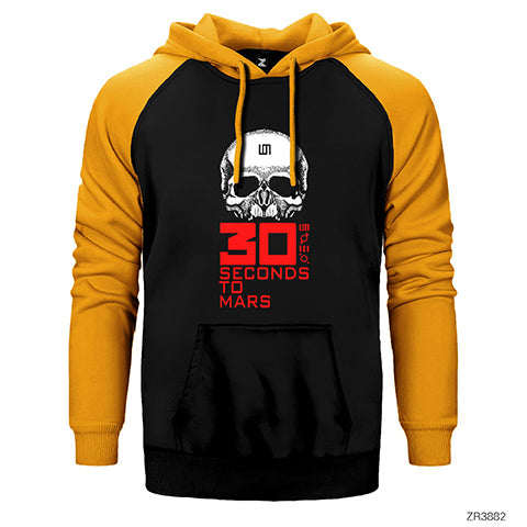 30 Seconds To Mars Skull Çift Renk Reglan Kol Sweatshirt / Hoodie