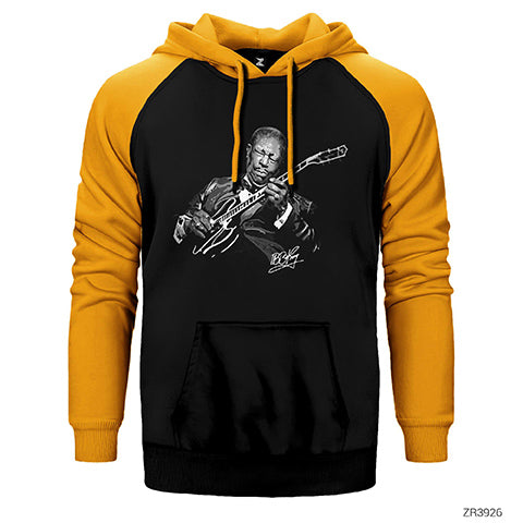 B B King Guitar Solo Çift Renk Reglan Kol Sweatshirt / Hoodie