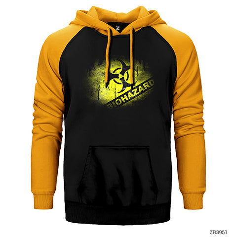 Biohazard Danger Çift Renk Reglan Kol Sweatshirt / Hoodie