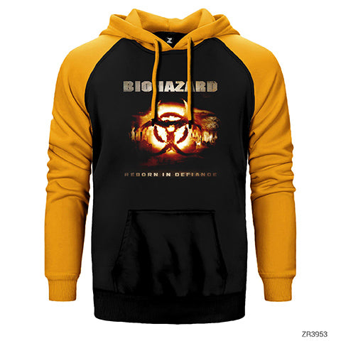 Biohazard Reborn In Defiance Çift Renk Reglan Kol Sweatshirt / Hoodie