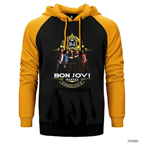 Bon Jovi Wanted 1983 Çift Renk Reglan Kol Sweatshirt / Hoodie